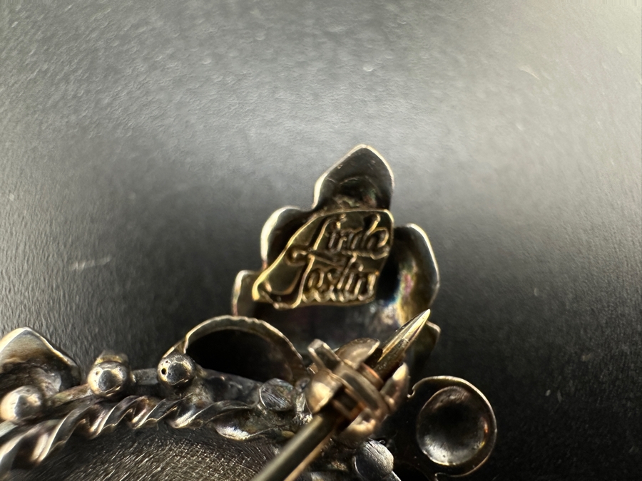 Linda Joslin Designer Custom Sterling Silver And Gold Brooch Pin Signed On Back 14.9g [Photo 4]