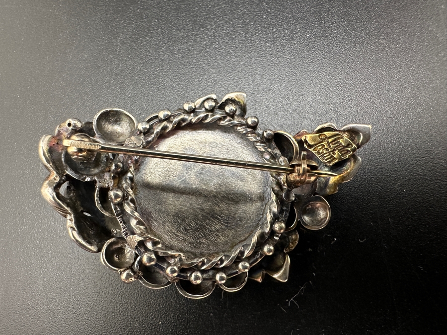 Linda Joslin Designer Custom Sterling Silver And Gold Brooch Pin Signed On Back 14.9g [Photo 3]