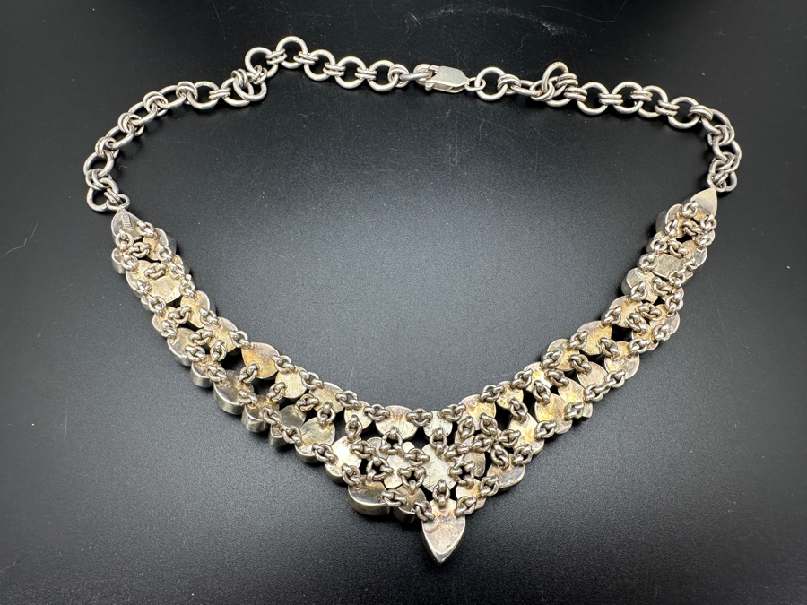 Stunning Sterling Silver Statement Necklace With Matching Earrings (See Photos For Earrings) 94.6g [Photo 5]