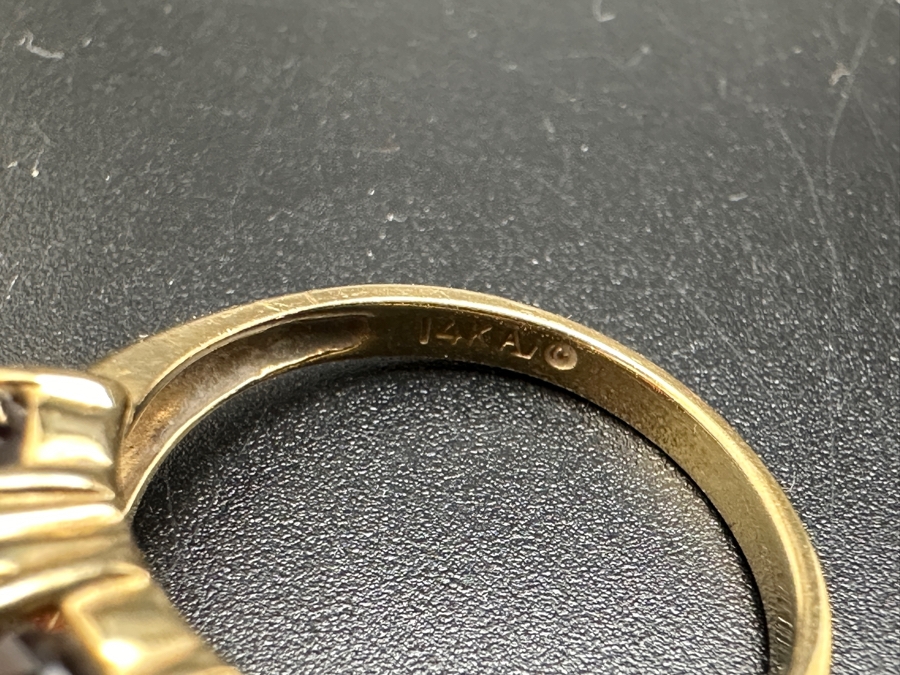 14K Gold Garnet Ring Size 6.5 3.4g [Photo 8]