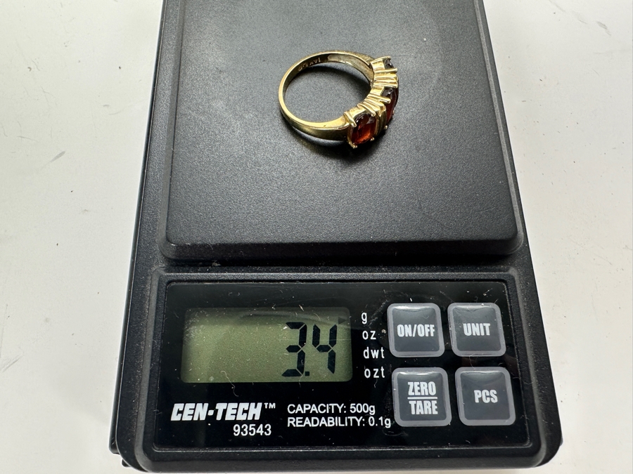14K Gold Garnet Ring Size 6.5 3.4g [Photo 11]