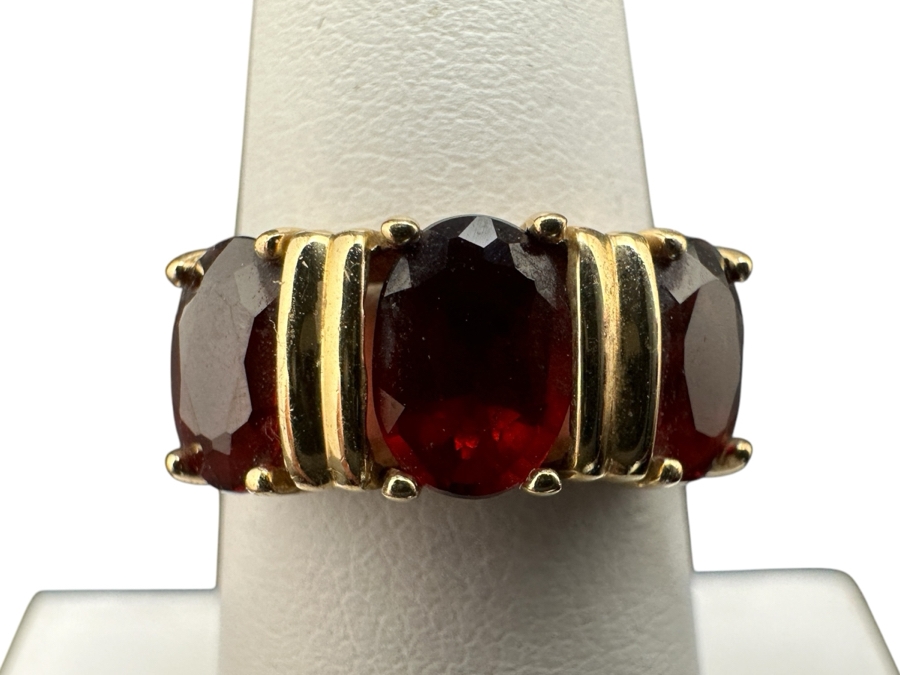 14K Gold Garnet Ring Size 6.5 3.4g [Photo 1]