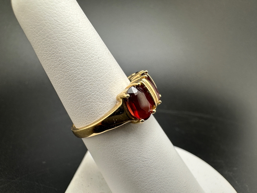 14K Gold Garnet Ring Size 6.5 3.4g [Photo 6]