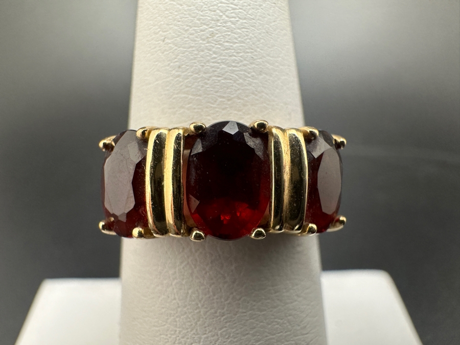14K Gold Garnet Ring Size 6.5 3.4g [Photo 2]