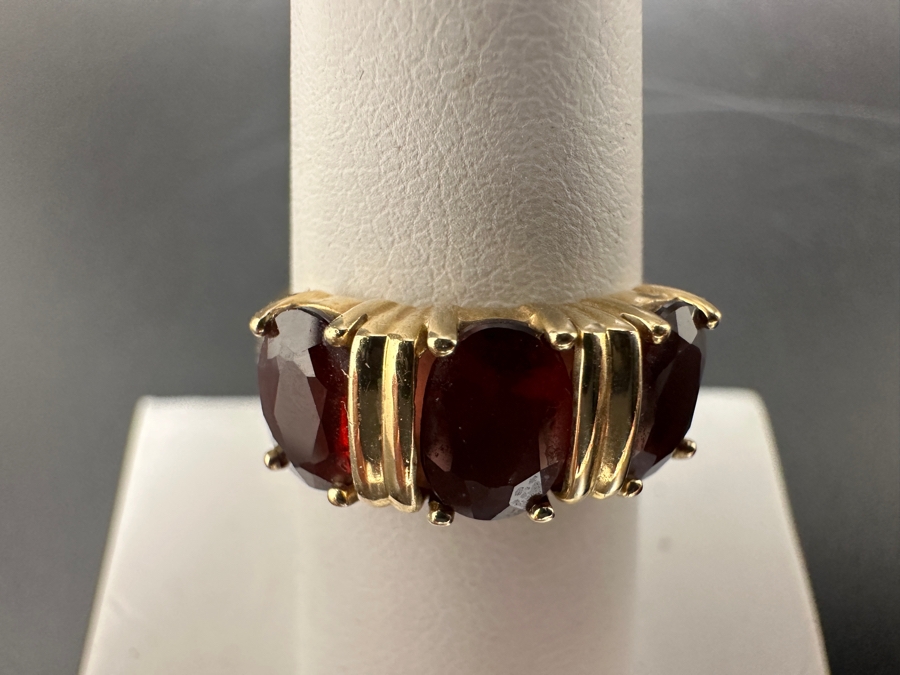 14K Gold Garnet Ring Size 6.5 3.4g [Photo 3]
