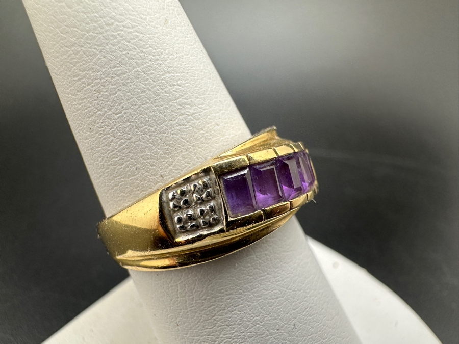 14K Gold Amethyst Ring Size 8 4.4g [Photo 3]