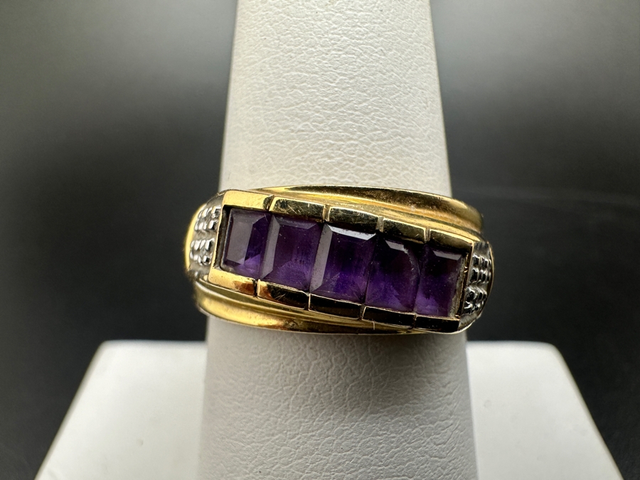 14K Gold Amethyst Ring Size 8 4.4g [Photo 2]