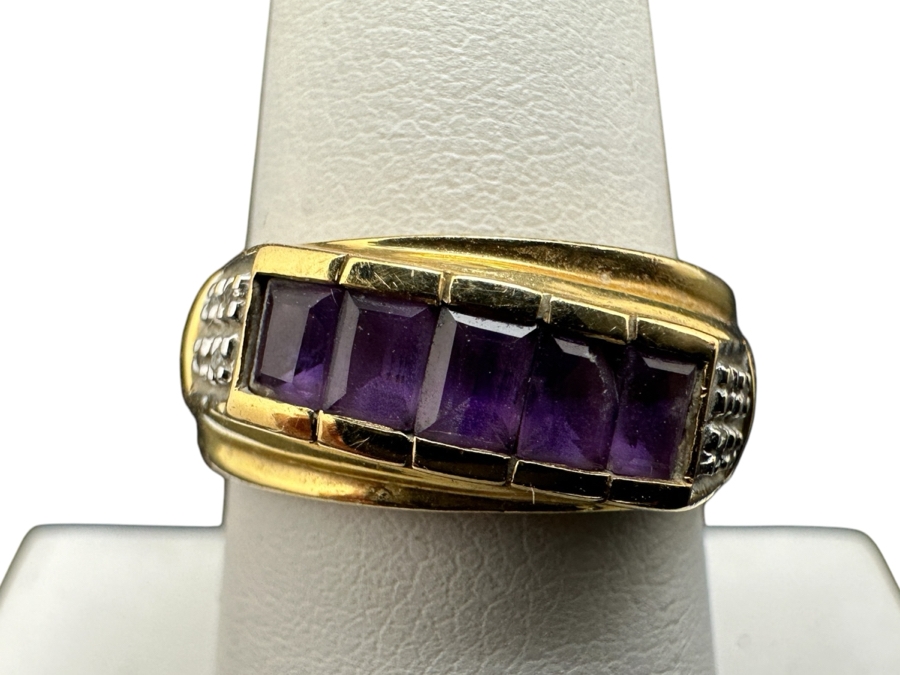 14K Gold Amethyst Ring Size 8 4.4g [Photo 1]