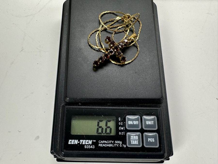 Just Added - 14K Chain and Cross with (11) Mozambique Garnets 6.94g $1,600 Retail [Photo 11]