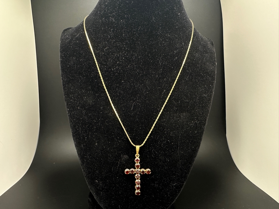 Just Added - 14K Chain and Cross with (11) Mozambique Garnets 6.94g $1,600 Retail [Photo 12]