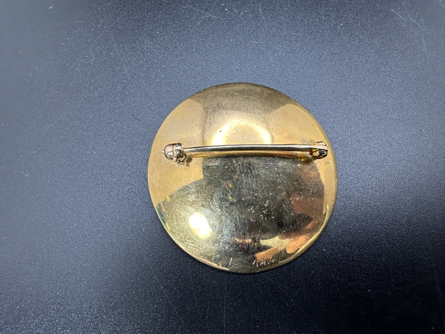 Vintage 14K Gold Flower Basket Brooch Pin With Various Stones And Pearls 9.7g [Photo 5]