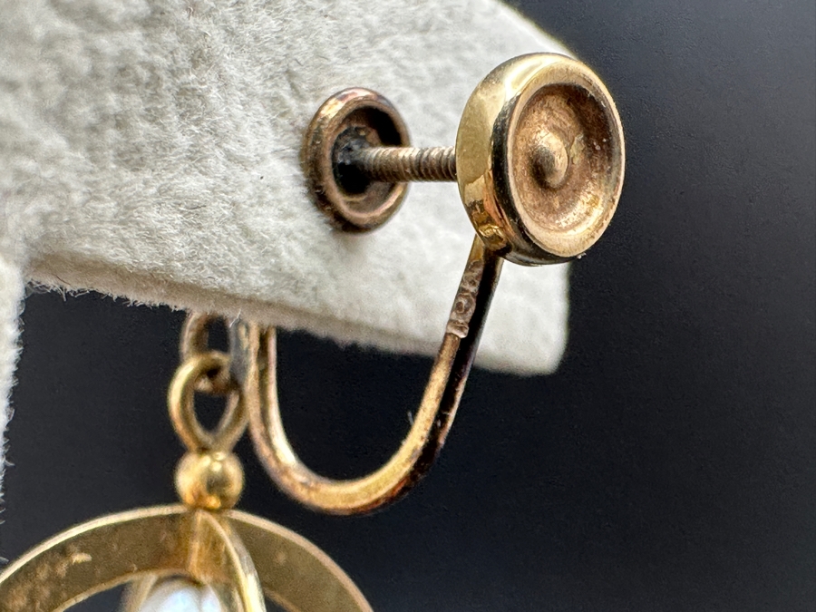 14K Gold & Pearl / 10K Screw Back Clip On Earrings 7.1g [Photo 7]