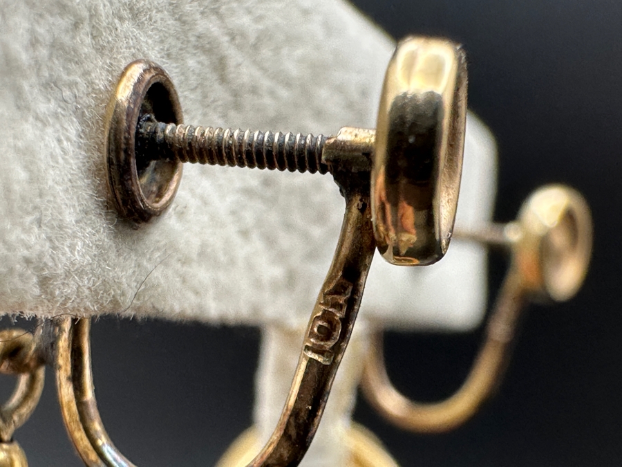 14K Gold & Pearl / 10K Screw Back Clip On Earrings 7.1g [Photo 8]