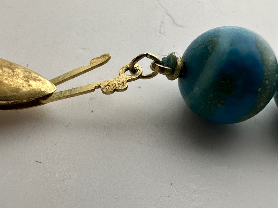 Turquoise Beaded 29' Necklace With 14K Gold Spacers & Clasp [Photo 4]