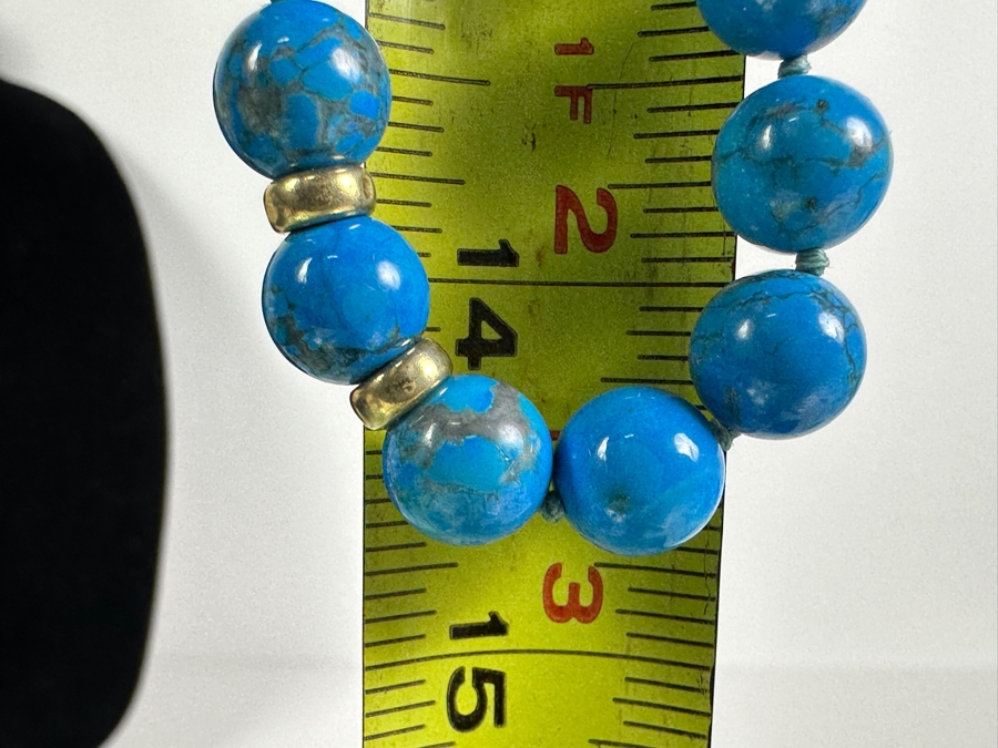 Turquoise Beaded 29' Necklace With 14K Gold Spacers & Clasp [Photo 5]