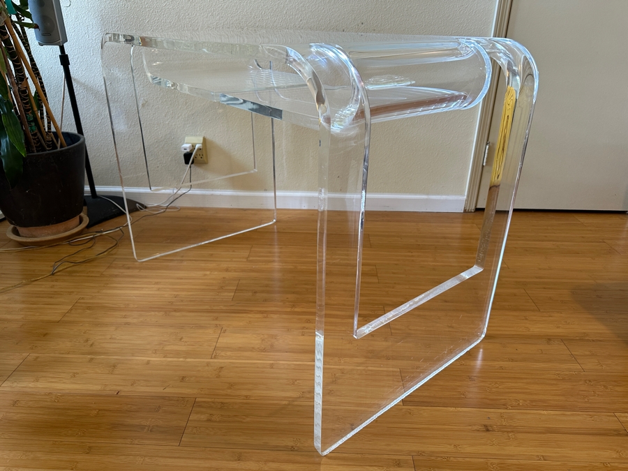 Lucite Desk and Chair with Shelves 41W x 24D x 29H [Photo 8]