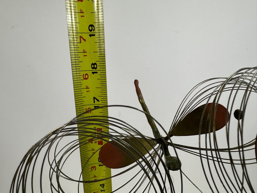 Signed Curtis Jere 1968 MCM Dragonfly Metal Sculpture on Stone Base 18H [Photo 6]