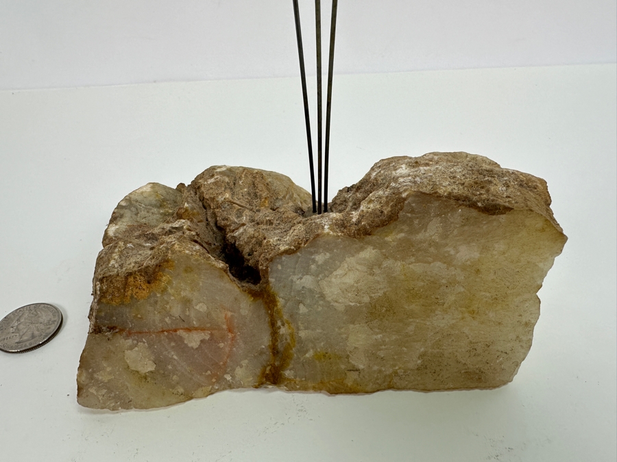 Signed Curtis Jere 1968 MCM Dragonfly Metal Sculpture on Stone Base 18H [Photo 5]