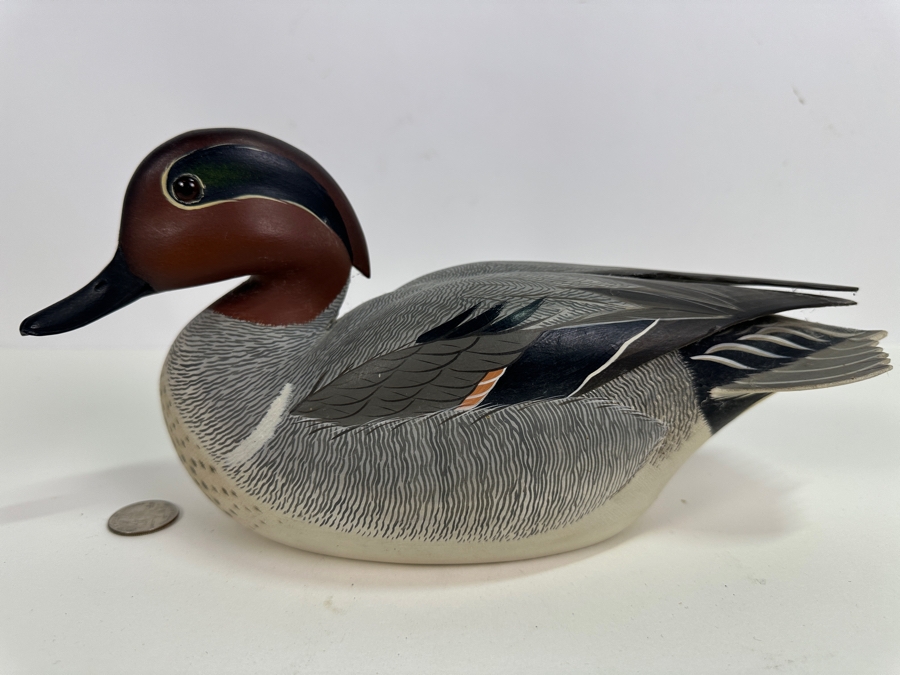 Frank C. Willis (1917-1997, American) 1972 Hand Painted And Signed Green Winged Teal Duck 12L [Photo 2]