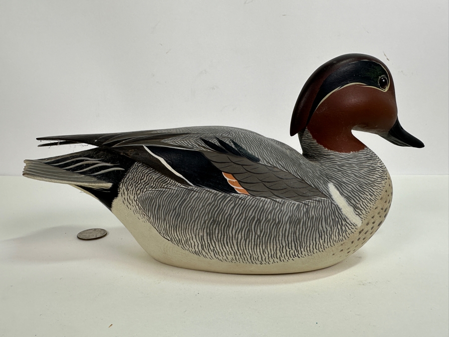 Frank C. Willis (1917-1997, American) 1972 Hand Painted And Signed Green Winged Teal Duck 12L [Photo 4]