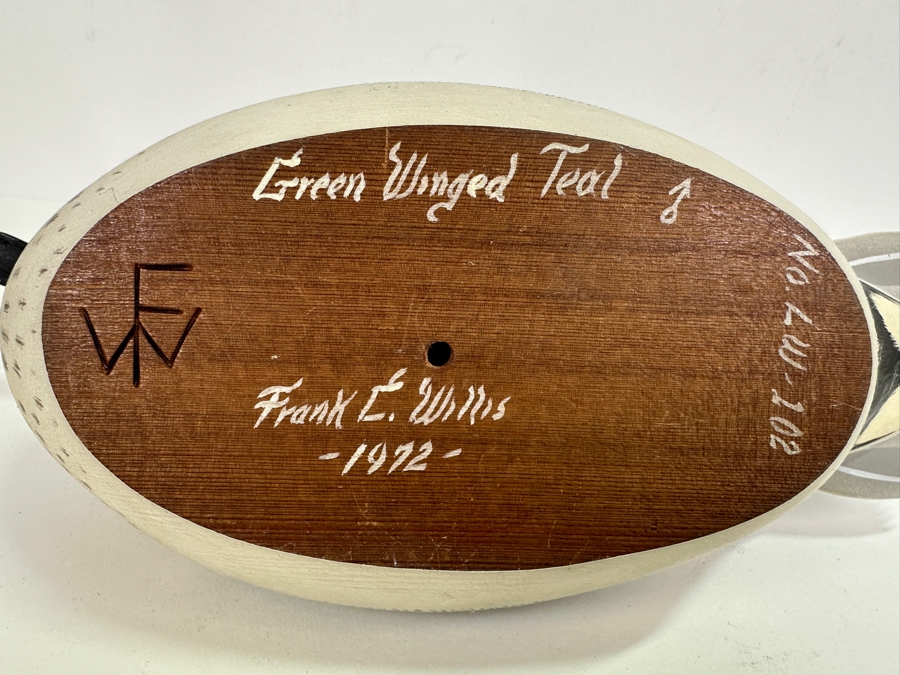 Frank C. Willis (1917-1997, American) 1972 Hand Painted And Signed Green Winged Teal Duck 12L [Photo 7]