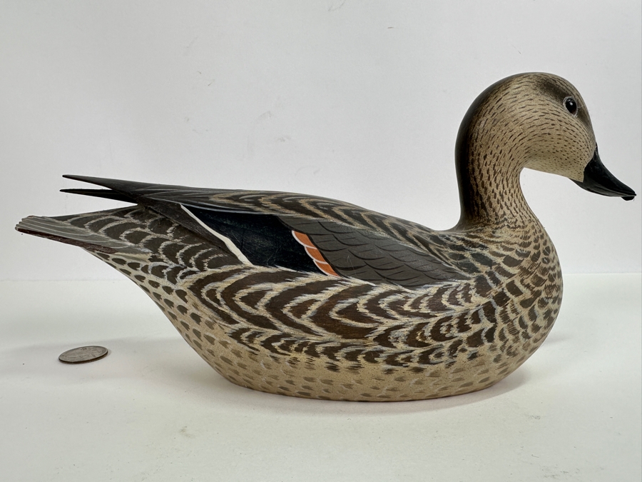 Frank C. Willis (1917-1997, American) 1973 Hand Painted And Signed Green Winged Teal Duck 12L [Photo 4]