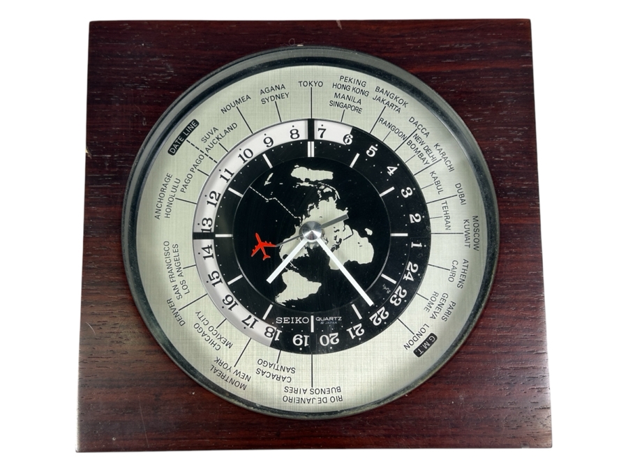 Seiko Quartz World Clock with Flying Airplane Arm QZ877B 7.5x7