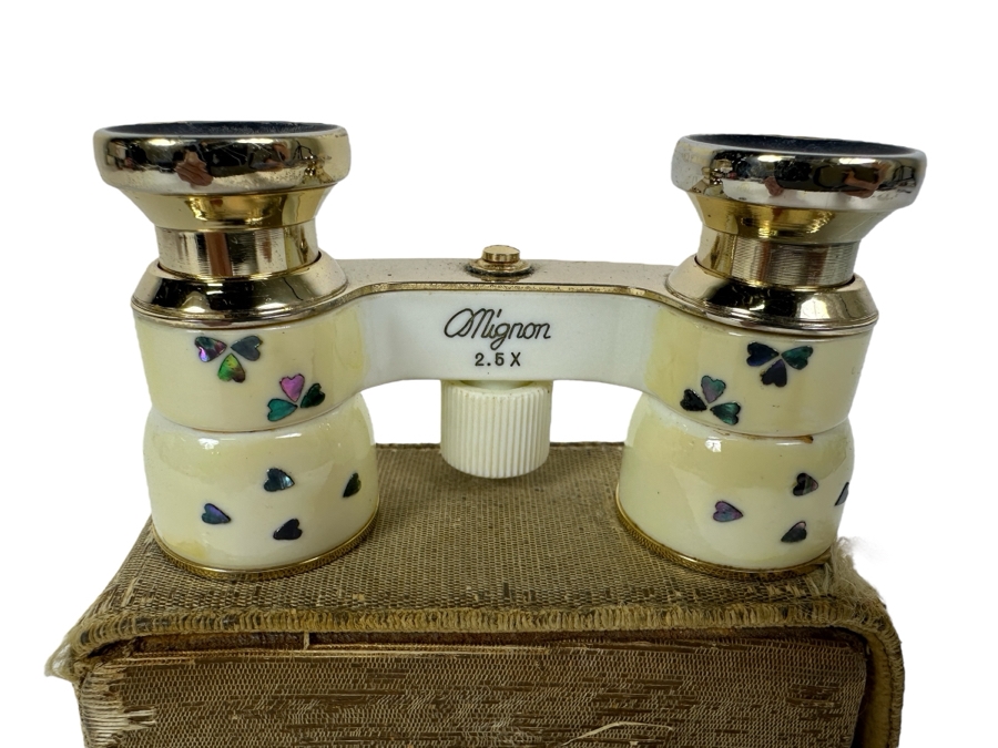 Vintage Mignon Opera Glasses with Abalone Inlay 2.5x Magnification