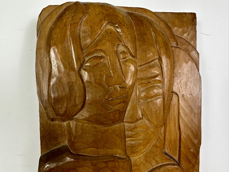 Peter Krasnow (1886-1979, California / Russian Federation) Rare Modernist Wooden Block Relief Carved Wall Sculpture Signed Lower Right And Verso 8W X 22.5H X 2.25D [Photo 4]