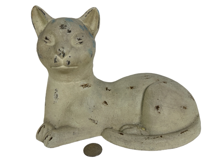 Vintage Painted Metal Cat Sculpture 10W X 6D X 7H [Photo 1]