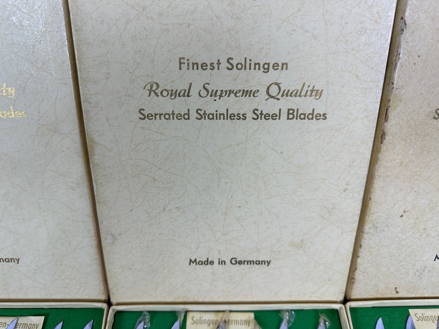 Just Added - Set Of (18) New Old Stock Solingen Steak Knives From Germany Plus (6) Stag Type Handled Steak Knives [Photo 3]