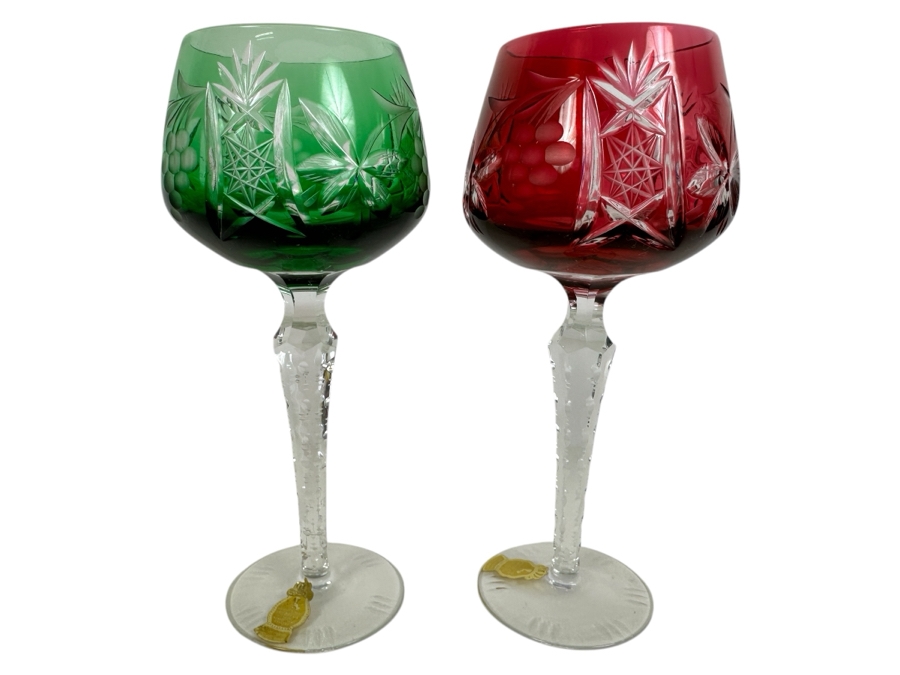 Pair Of Hand Cut Crystal Stemware Glasses From Germany 8H [Photo 1]