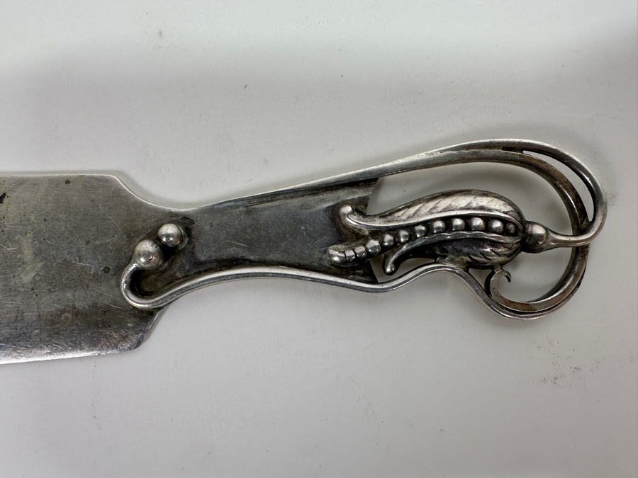 Vintage Carl Poul Petersen 'Blossom' Pattern Large Sterling Silver Cake Serving Knife 10.25L 112g [Photo 3]