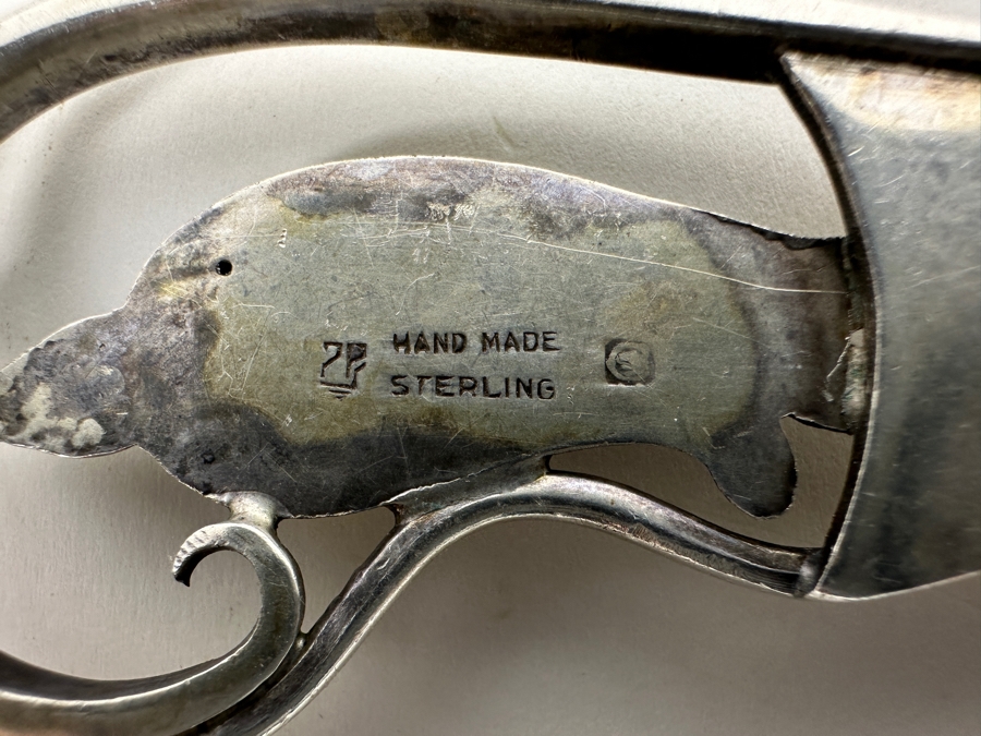 Vintage Carl Poul Petersen 'Blossom' Pattern Large Sterling Silver Cake Serving Knife 10.25L 112g [Photo 6]