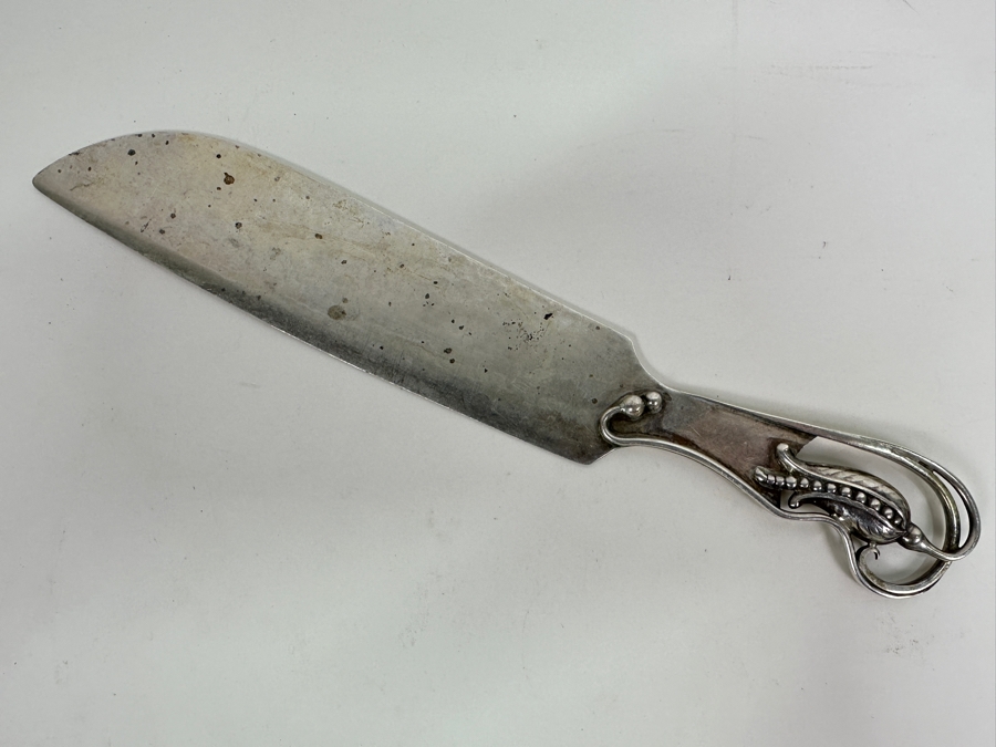 Vintage Carl Poul Petersen 'Blossom' Pattern Large Sterling Silver Cake Serving Knife 10.25L 112g [Photo 8]