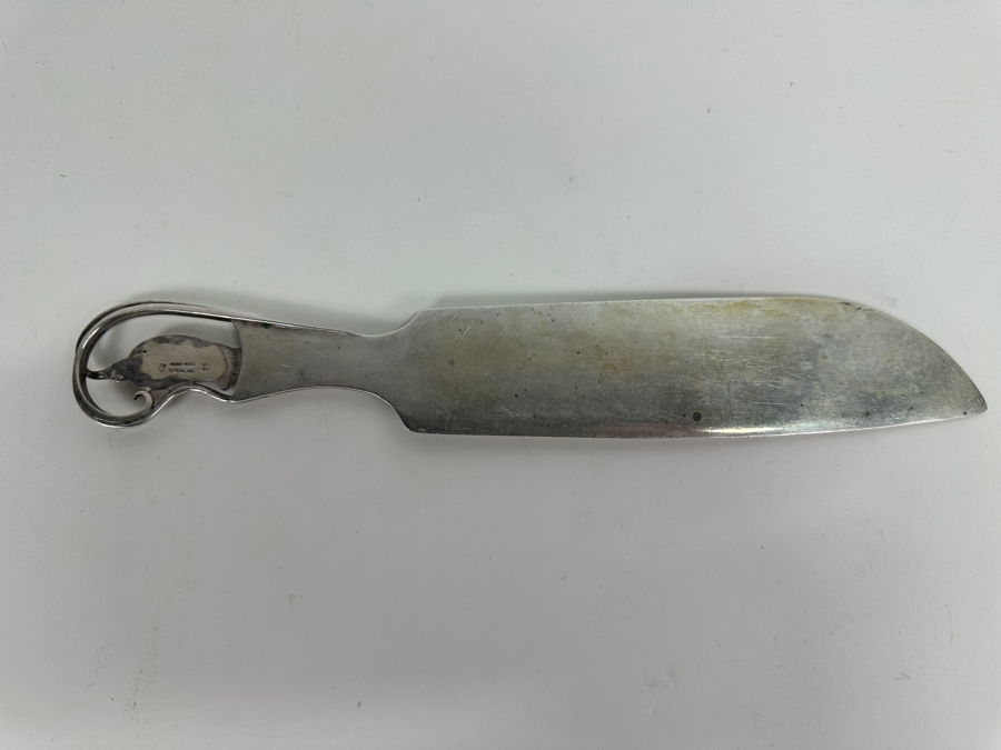 Vintage Carl Poul Petersen 'Blossom' Pattern Large Sterling Silver Cake Serving Knife 10.25L 112g [Photo 5]