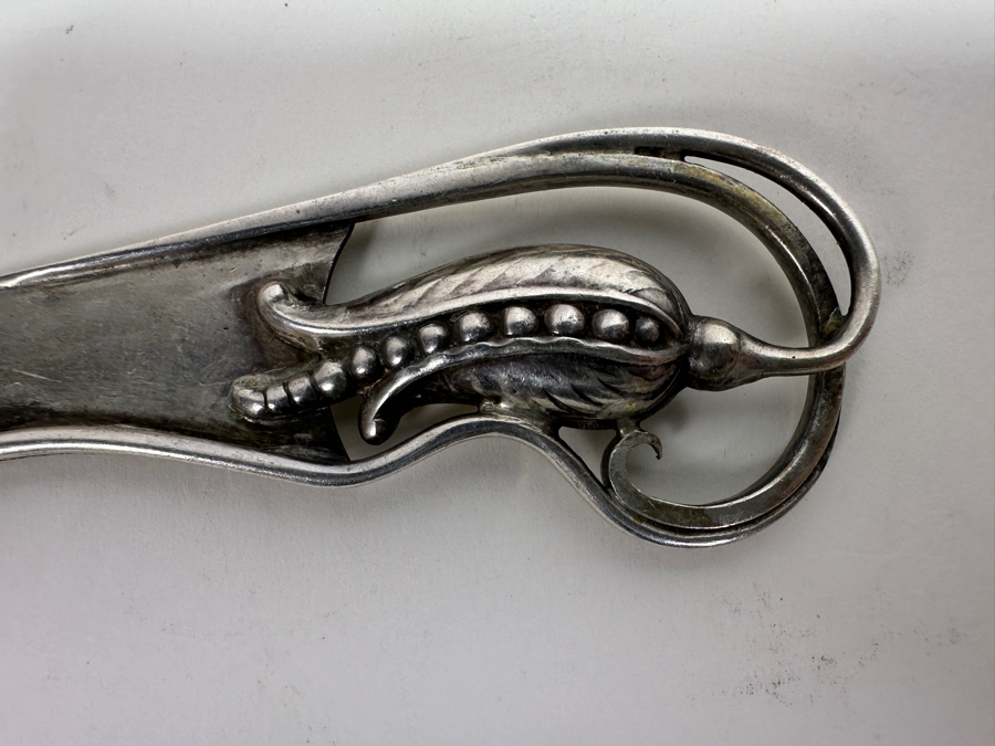 Vintage Carl Poul Petersen 'Blossom' Pattern Large Sterling Silver Cake Serving Knife 10.25L 112g [Photo 4]