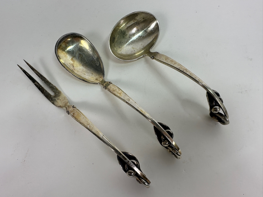 Vintage Mid-Century Modern W & S Sorensen Denmark Sterling Silver Serving Set 7L 112.1g [Photo 4]
