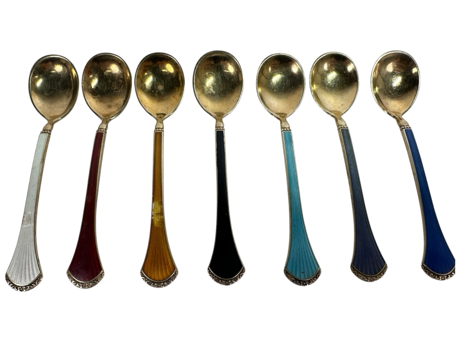 Sterling Silver Enameled Khestenes Norway Spoons 66.5g [Photo 1]