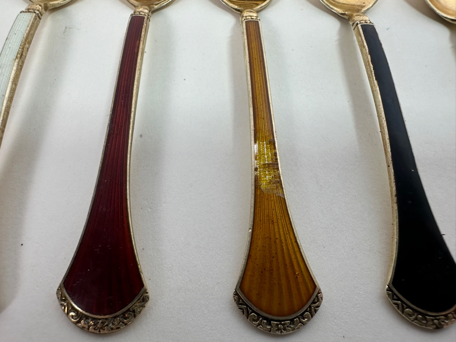 Sterling Silver Enameled Khestenes Norway Spoons 66.5g [Photo 2]