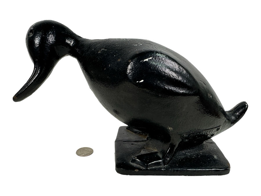 Vintage Cast Iron Doorstop The Naughty Duck Signed 12W X 5D X 6.5H [Photo 1]