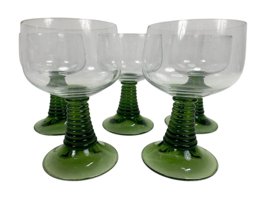 Just Added - Set Of Five Luminar Roemer French Wine Glasses 5.25H [Photo 1]