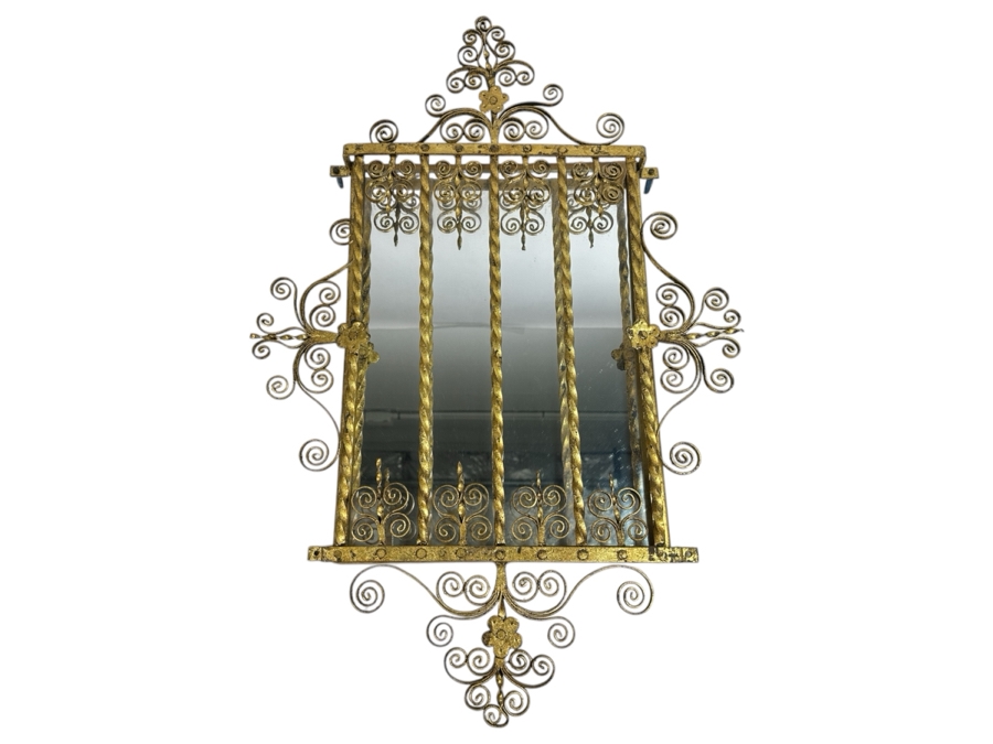 Just Added - Vintage Gilt Wrought Iron Mission Window Mirror 20W X 30H X 2D [Photo 1]