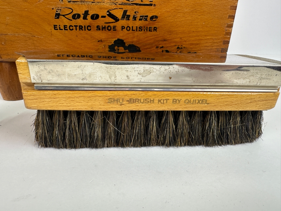 Just Added - Vintage MCM Ronson Roto-Shine Electric Shoe Polisher With Wooden Box And Brushes [Photo 5]