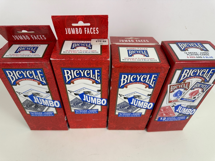 Just Added - Four New Bicycle 12 Decks Jumbo Playing Cards - Total Of 48 Decks [Photo 2]