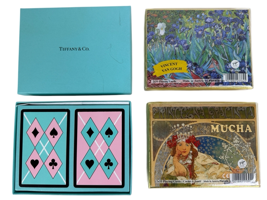 Just Added - (1) Tiffany & Co. Playing Cards, (1) Sealed Vincent Van Gogh Double Pack Playing Cards & (1) Sealed Piatnik Alphonse Mucha Double Pack Playing Cards [Photo 1]