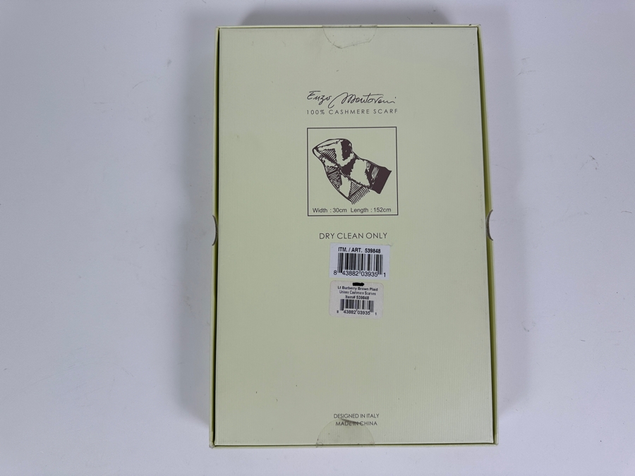 Just Added - New Enzo Mantovani 100% Cashmere Scarf Burberry Brown Plaid [Photo 3]