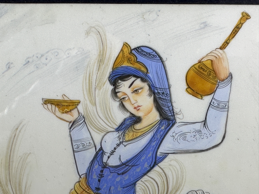 Just Added - Vintage Persian Artwork In Khatam Inlaid Frame 10 X 12.5 [Photo 3]