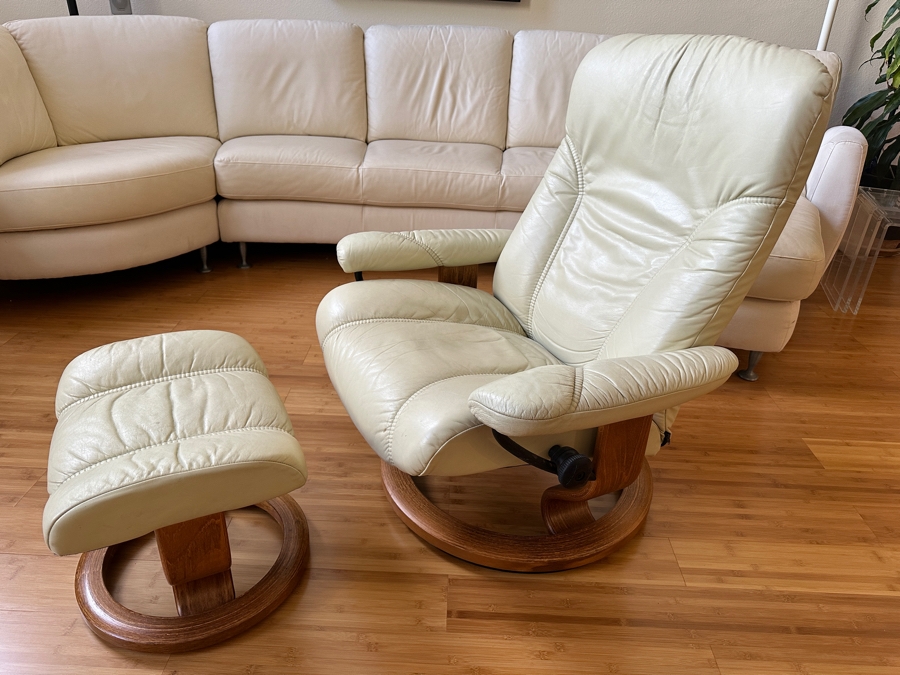 Just Added - Ekornes Norway Leather Stressless Armchair With Ottoman