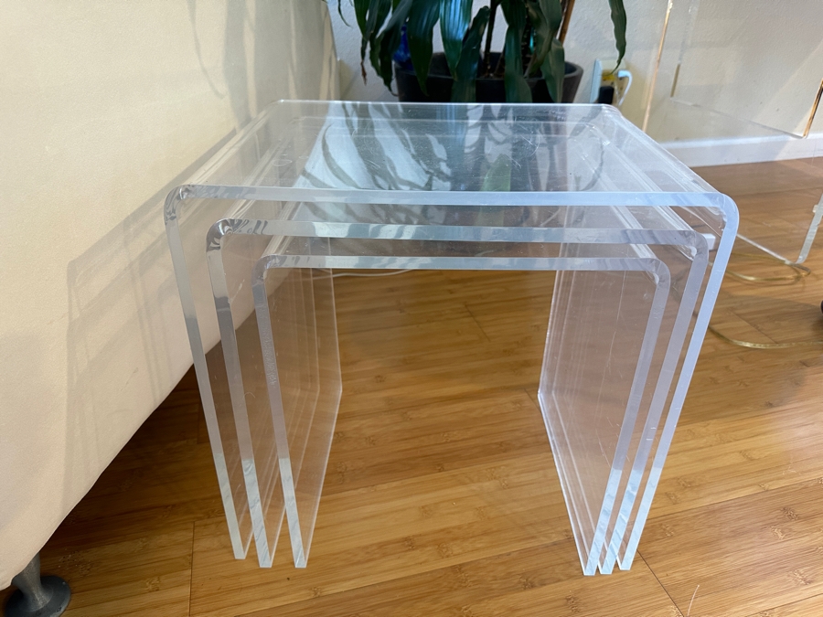 Just Added - Set Of Three Lucite Nesting Side Tables 16.5W X 12D X 16.5H [Photo 2]
